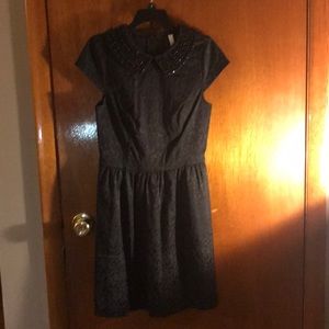 Kenzie little black pearl collar lace detail dress